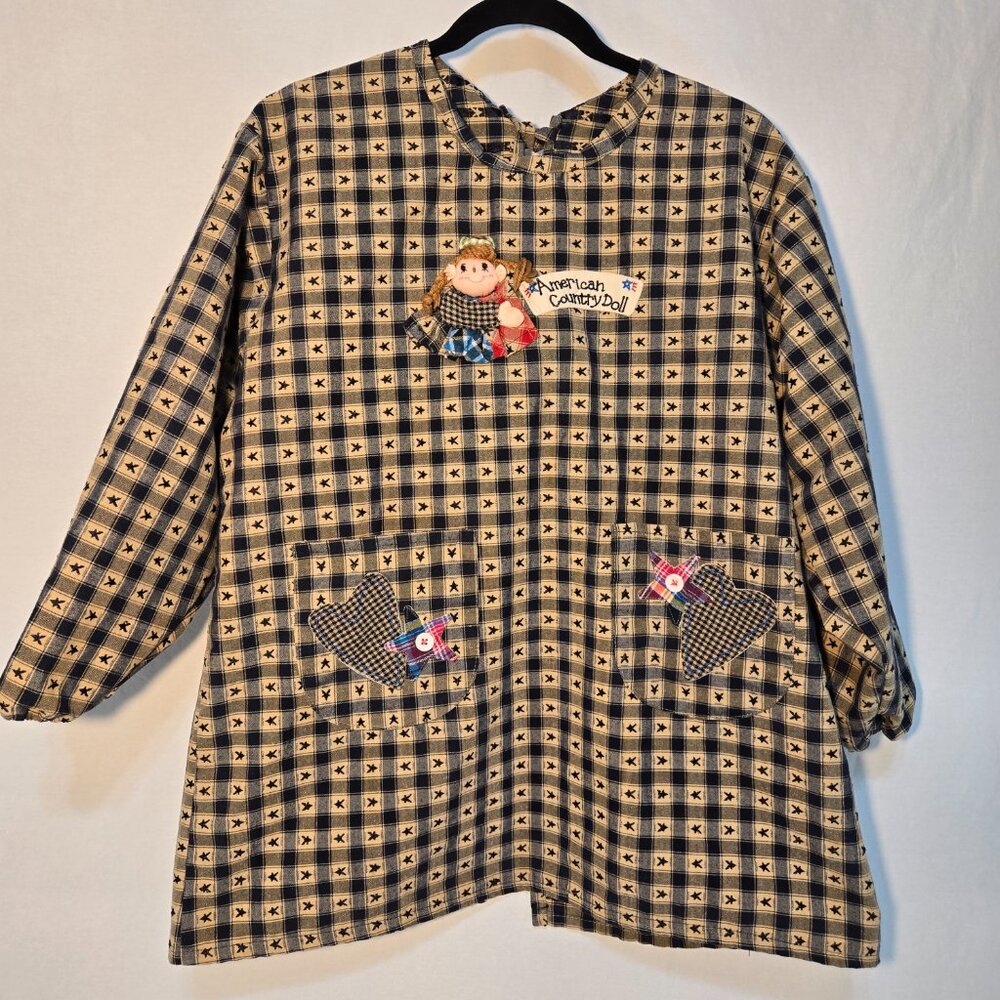 Fairy Playful Girls AMERICAN COUNTRY DOLL Blue/Mustard Plaid Cardigan Size S/M.
